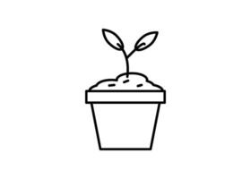 Sprout pot icon line design template illustration isolated vector