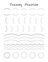 Tracing practice worksheet for toddler and preschool. Fine motor skills activity for kids. Educational game vector