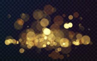 Effect of bokeh circles. Christmas glowing golden glitter element for your design. Vector illustration