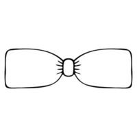Vector butterfly bow classic simple in doodle style linear black isolated