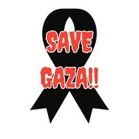 Save Gaza, Free Palestine with black ribbon design illustration photo