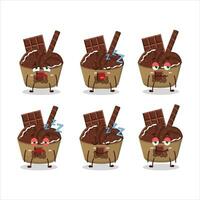 Cartoon character of ice cream chocolate with sleepy expression vector