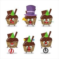 Cartoon character of ice cream chocolate with various circus shows vector
