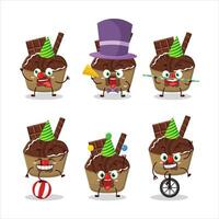 Cartoon character of ice cream chocolate with various circus shows vector