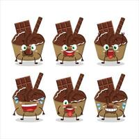 Cartoon character of ice cream chocolate with smile expression vector