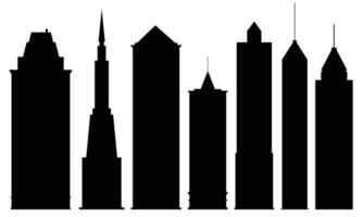 Set of skyscrapers silhouette. Skyscraper silhouette on white background. Vector illustration.