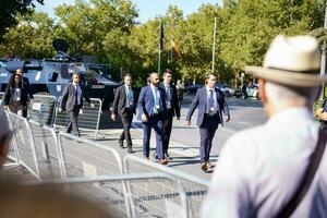 Granada, Andalusia, Spain. October 5th, 2023. Spanish National Police, guarding the security of the European Summit in Granada. photo