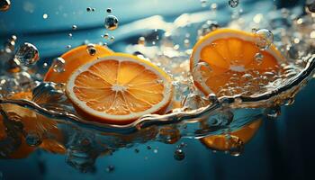 orange slice in water AI generated photo