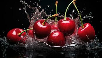 photografi cherry with water AI generated photo