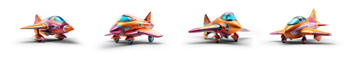 Set of Ffuturistic Toy Rocket Ships Isolated on Transparent Background. Generative AI. Transparent PNG. png