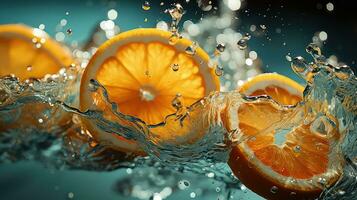 orange slice in water AI generated photo