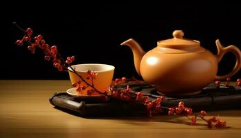 Exquisite Simple Tea Set AI generated photo