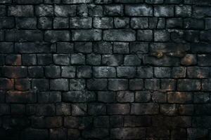 plain smooth dark black brick texture concrete wallpaper background, generative AI photo