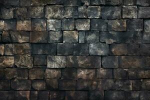 plain smooth dark black brick texture concrete wallpaper background, generative AI photo