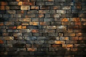 plain smooth dark black brick texture concrete wallpaper background, generative AI photo