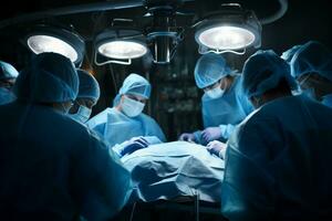 Doctors and specialist doing surgery on Operation Room AI generated photo
