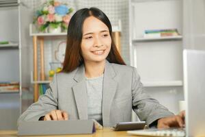 happy business woman from higher sales and profits photo
