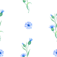 centáureas. desatado aguarela padronizar com azul flores aguarela ilustração para tecido, têxtil, invólucro e papel de parede png