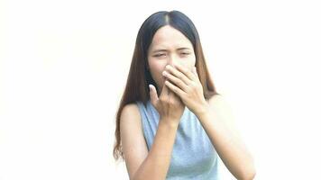 asiatique femme ayant une mal aux dents video