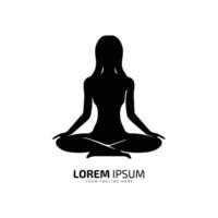 Minimal and abstract logo of yoga icon exercise vector meditation silhouette isolated design