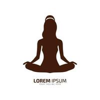 mínimo y resumen logo de yoga icono mujer ejercicio vector meditación silueta aislado diseño