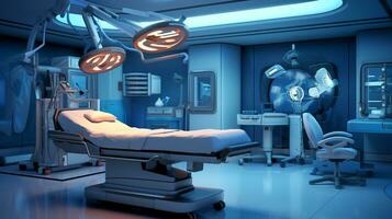 A hospital with an operating table and some equipment, medical stock images, AI Generative photo