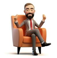 Beautiful cartoon character sitting on an office chair, boss day images, AI Generative photo