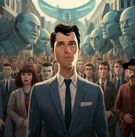 The man in the suit is standing with men in suits, boss day images, AI Generative photo