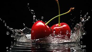 photografi cherry with water AI generated photo