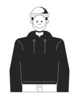 identidad ladrón emoji máscara en cara plano línea negro blanco vector personaje. robando personalidad. editable contorno lleno cuerpo persona. sencillo dibujos animados aislado Mancha ilustración para web gráfico diseño