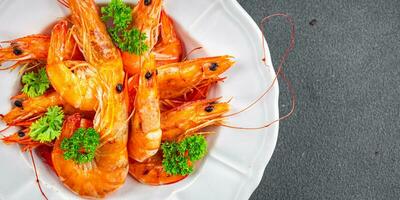 shrimp spicy fried seafood fresh tasty meal food snack on the table copy space food background photo