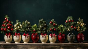 Adorning live potted Christmas trees for a sustainable holiday celebration photo