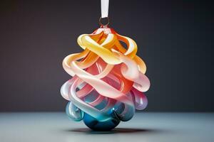 Handmade ornament from recycled plastic isolated on a gradient background photo