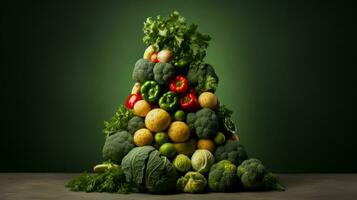 Organic vegetables for a Christmas meal isolated on a gradient background photo