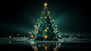 Sustainable Christmas tree with LED lights isolated on a gradient background photo