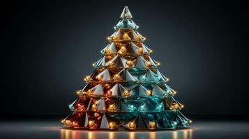 Sustainable Christmas tree with LED lights isolated on a gradient background photo