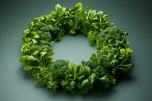 Garland made from indoor garden greens isolated on a gradient background photo