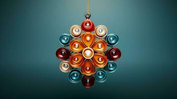 Handmade ornament from recycled plastic isolated on a gradient background photo