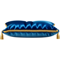 blu velluto cuscino con oro corda. ai generativo png