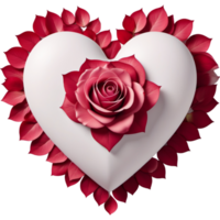 Heart With Rose Petal. AI Generative png