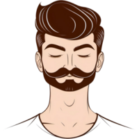 Hand drawn man face with mustache. AI Generative png