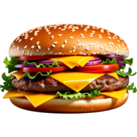 Tasty burger with cheese. AI Generative png