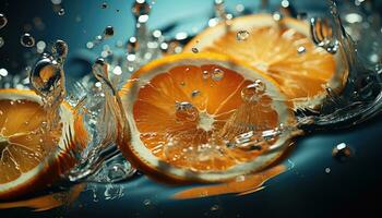 orange slice in water AI generated photo