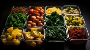 Macro shot of meticulously portioned biohacker meals for optimal nutrition photo