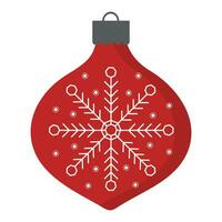 Hand drawn Christmas toys in red color. Holiday christmas toy decoration for fir tree. vector