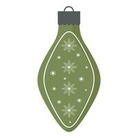 Hand drawn Christmas toys in green color. Holiday christmas toy bell for fir tree. vector