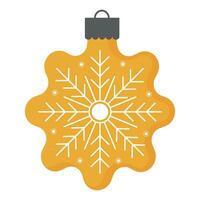 Hand drawn Christmas toys in yellow color. Holiday christmas toy bell for fir tree. vector