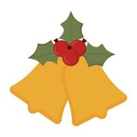 Christmas decoration elements, bells and holly berry. vector