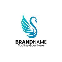 Swan Vector Logo Design, Minimalistic Swan Logo Design Template