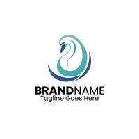 Swan Vector Logo Design, Minimalistic Swan Logo Design Template
